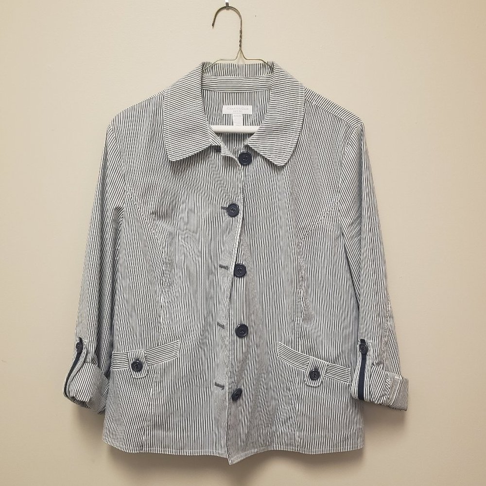 Charter Club Grey Pinstriped Blazer
